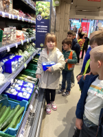 Boodschappen doen voor de culinaire activiteit: herfst omelet met champignons, genieten van het bereide gerecht.